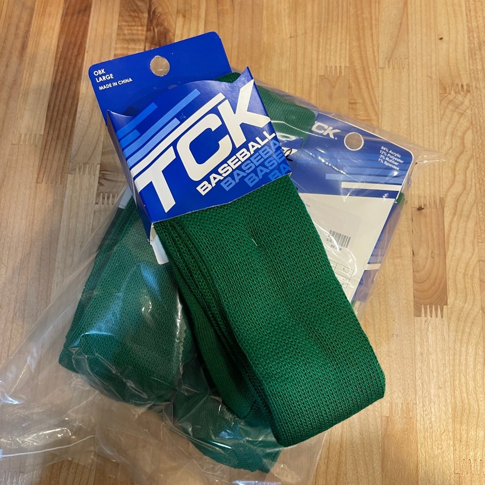 TCK Baseball Socks 6 Pack Hunter Green Size Large Over-the-Calf Athletic OBK
